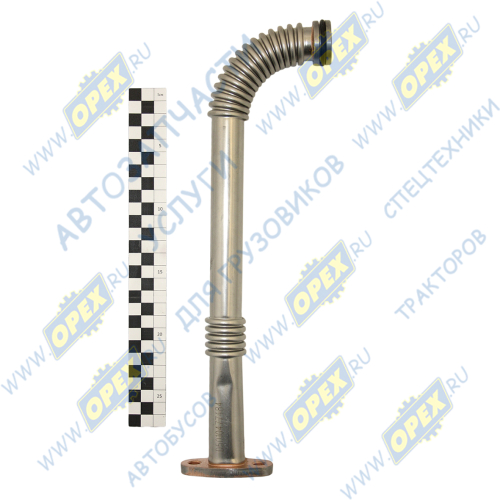 650-1118340 Патрубок (хром) ф25 L=410; 1 ромбич.фланец 2отв.ф9/под шланг ф34, гибкая (гофр) слива ма Dinamika Parts1